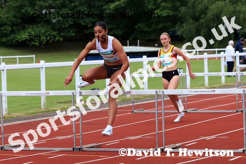 Womens Heptathlon 100 metres hurdles, 2024 EAP International Combined events, Hewcham, Northumberland.  Photo: David T. Hewitson/Sports for All Pics